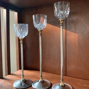 LANDES Vintage Italian Argent silver plated on brass candle holder set